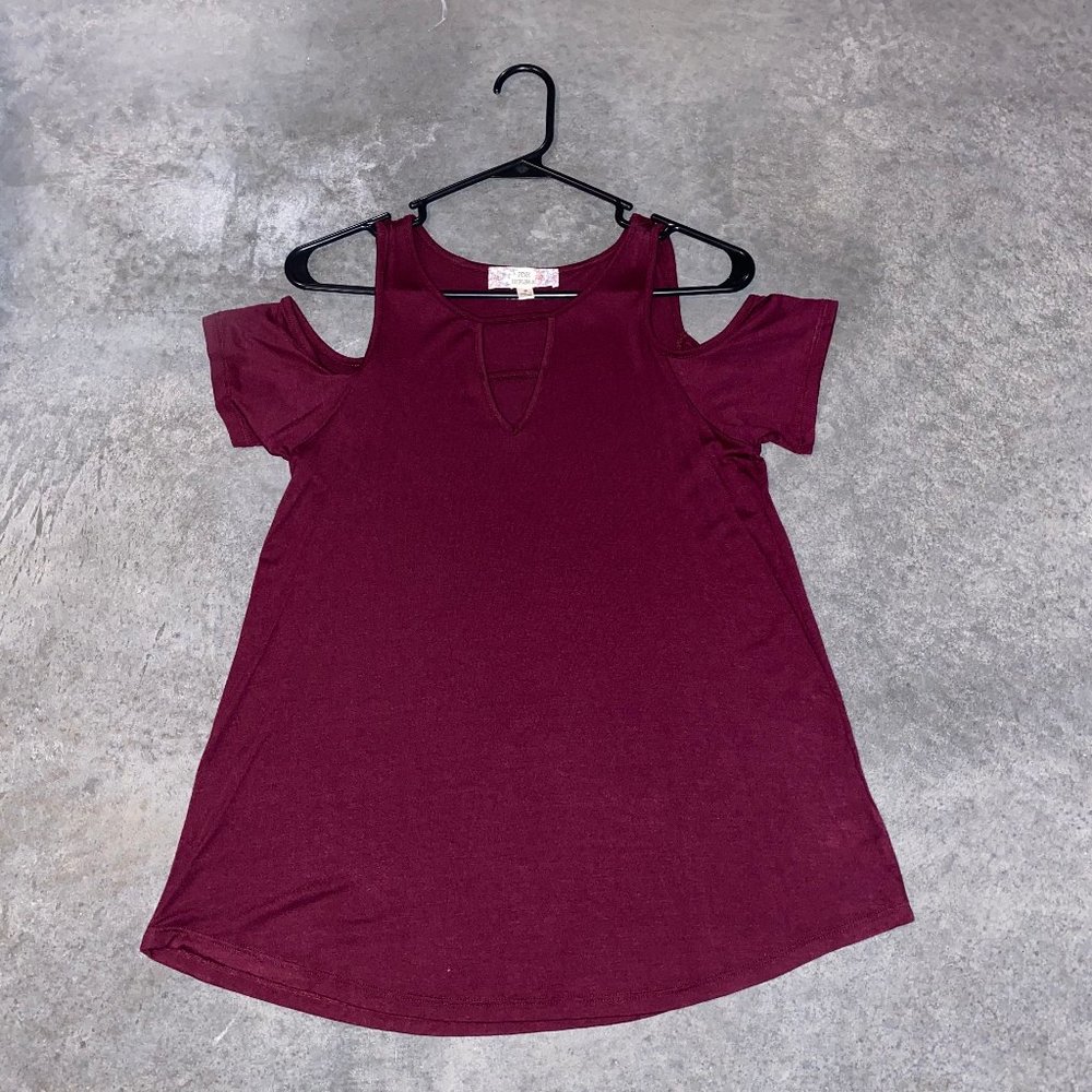 burgundy off the shoulder top
